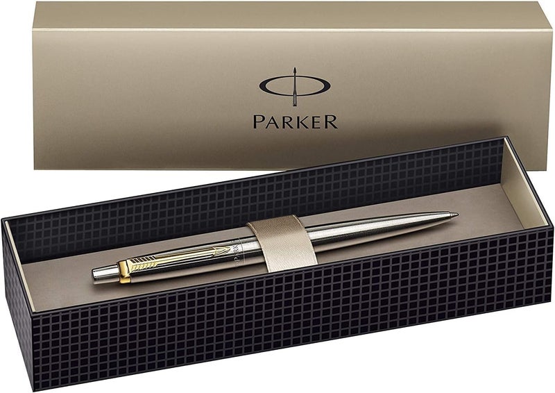 FNX Parker Jotter Ballpoint Pen, Stainless Steel with Gold-Plated Trim | Elegant & Stylish | Gift Boxed - Image 2